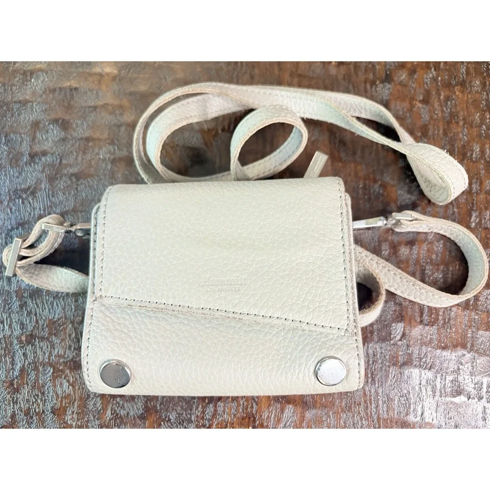 Hammitt Crossbody Wallet Mini Purse Pebbled Leather Red Lining Silver Hardware
